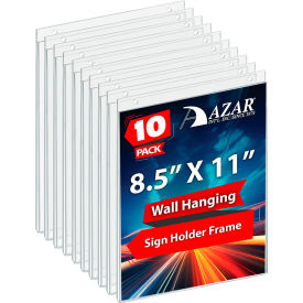 Global Approved 162714 Vertical Wall Mount Acrylic Sign Holder 8.5" x 11" Acrylic - Pkg Qty 10