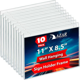 Global Approved 162715 Horizontal Wall Mount Acrylic Sign Holder 11" x 8.5"- Pkg Qty 10