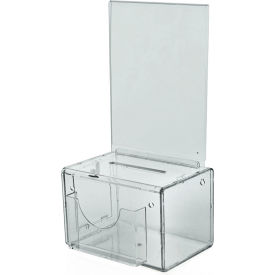 Global Approved 206388 Small Suggestion Box W/ Pocket Lock & Keys Clear 5.5" x 3.5" 1 Piece