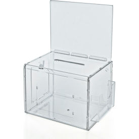 Global Approved 206389 Large Suggestion Box W/ Pocket Lock & Keys Clear 7.75" x 6" 1 Piece