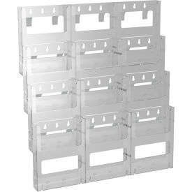 Global Approved 252323 12-Pocket Bi-Fold Size Wall Mount Display 19" x 15" Acrylic 1 Piece