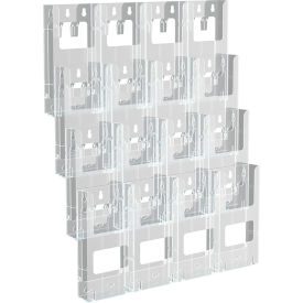 Global Approved 252324 16-Pocket Tri-Fold Size Wall Mount Display 19" x 15" Acrylic 1 Piece