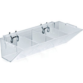 Global Approved 223011 4-Compartment Pegboard/Slatwall Tray 10.5" x 3" Acrylic - Pkg Qty 2