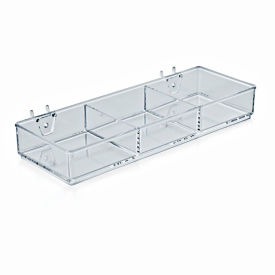 Global Approved 225503 3-Compartment Tray For Pegboard/Slatwall 12.75" x 1.75" Acrylic - Pkg Qty 2