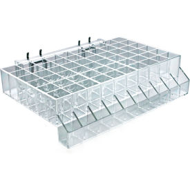 Global Approved 225510 60-Section Lipstick Tray For Slatwall/Pegboard 10" x 2.5" Acrylic - Pkg Qty 2