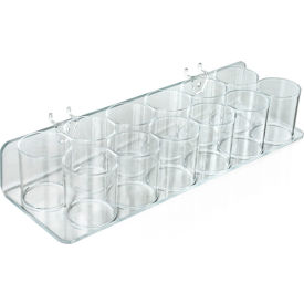 Global Approved 225575 12-Cup Display Tray For Pegboard/Slatwall 14.5" x 2.625" Acrylic - Pkg Qty 2