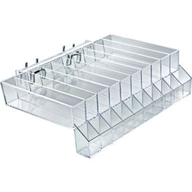 Global Approved 225555 10-Section Lipstick Tray W/ Tester Pgbrd/Slat-W 11" x 3" Acrylic - Pkg Qty 2