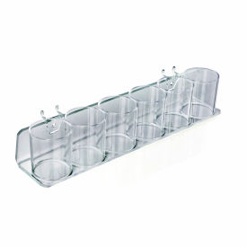 Global Approved 225590 6-Cup Display Tray For Pegboard/Slatwall 13.75" x 2.75" Acrylic - Pkg Qty 2