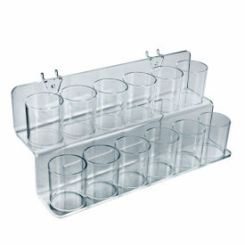 Global Approved 225592 2-Tier Cup Display For Pegboard/Slatwall 13.75" x 6" Acrylic 1 Piece