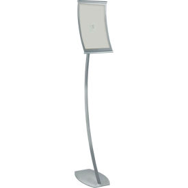 Global Approved 300887 Curved Floor Sign Holder 8.5" x 14" Metal 1 Piece