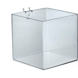 Global Approved 556109 6" Wide Cube Bin For Pegboard/Slatwall Acrylic Clear - Pkg Qty 4