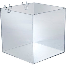 Global Approved 556112 8" Wide Cube Bin For Pegboard/Slatwall Acrylic Clear - Pkg Qty 4