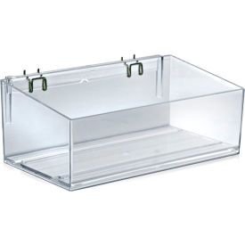 Global Approved 556113 Acrylic Open Bin Tray For Pegboard/Countertop 13.5" x 4" Clear 1 Piece