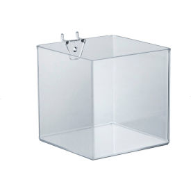 Global Approved 556107 5" Wide Cube Bin For Pegboard/Slatwall Acrylic Clear - Pkg Qty 4