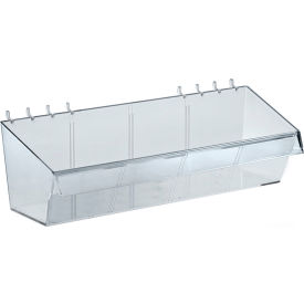 Global Approved 556114 Small Acrylic Divider Bin For Pegboard/Slatwall 13" x 4" Clear - Pkg Qty 4