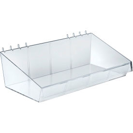 Global Approved 556115 Large Acrylic Divider Bin For Pegboard/Slatwall 13" x 4" Clear - Pkg Qty 4
