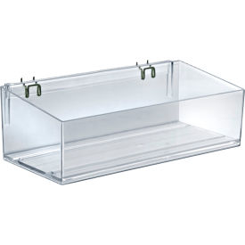 Global Approved 556116 Acrylic Divider Bin For Pegboard/Slatwall 16" x 4" Clear 1 Piece