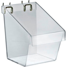 Global Approved 556117 Small Display Bucket For Pegboard/Slatwall 5" x 7" Clear - Pkg Qty 4
