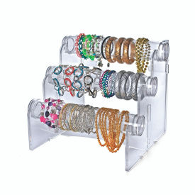 Global Approved 900063 Horizontal 3-Tier Countertop Bracelet Display 12" Long Clear 1 Piece