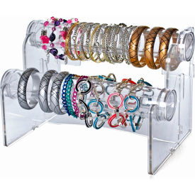 Global Approved 900062 Horizontal 2-Tier Countertop Bracelet Display 12" Long Clear 1 Piece