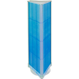 Global Approved 700450-BLU Three-Sided Spinning Pegboard Floor Display 16" x 60" Blue Opaque