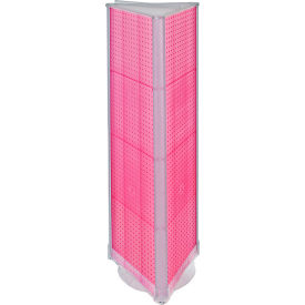 Global Approved 700450-PNK Three-Sided Spinning Pegboard Floor Display 16" x 60" Pink Opaque