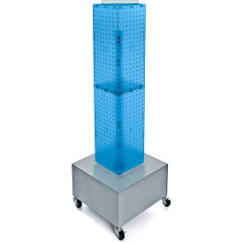 Global Approved 703386-BLU 4-Sided Interlocking Pegboard Display W/ Wheels 8" x 40" Blue Opaque