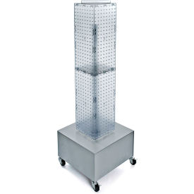 Global Approved 703386-CLR 4-Sided Interlocking Pegboard Display W/ Wheels 8" x 40" Clear Opaque
