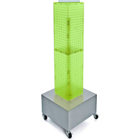 Global Approved 703386-GRE 4-Sided Interlocking Pegboard Display W/ Wheels 8" x 40" Green Opaque