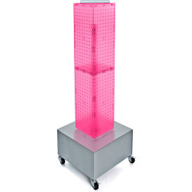 Global Approved 703386-PNK 4-Sided Interlocking Pegboard Display W/ Wheels 8" x 40" Pink Opaque
