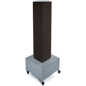 Global Approved 703386-BLK 4-Sided Interlocking Pegboard Display W/ Wheels 8" x 40" Black Solid