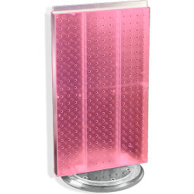 Global Approved 700513-PNK Two-Sided Revolving Pegboard Countertop Display 13.5" x 22" Pink