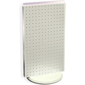 Global Approved 700513-WHT Two-Sided Revolving Pegboard Countertop Display 13.5" x 22" White