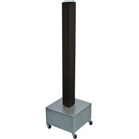 Global Approved 700224-BLK 48" Pegboard Rolling Floor Display 4-Sided Black Solid 1 Piece