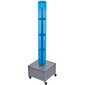 Global Approved 700224-BLU 48" Pegboard Rolling Floor Display 4-Sided Blue Translucent 1 Piece