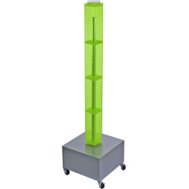 Global Approved 700224-GRE 48" Pegboard Rolling Floor Display 4-Sided Green Translucent 1 Piece