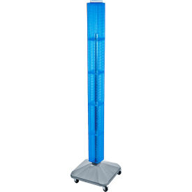 Global Approved 700226-BLU 60" Pegboard Rolling Floor Display 4-Sided Blue Translucent 1 Piece