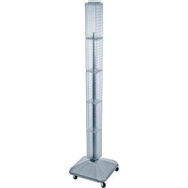 Global Approved 700226-CLR 60" Pegboard Rolling Floor Display 4-Sided Clear Translucent 1 Piece