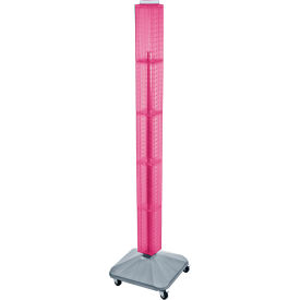 Global Approved 700226-PNK 60" Pegboard Rolling Floor Display 4-Sided Pink Translucent 1 Piece