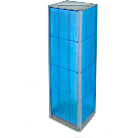 Global Approved 700405-BLU Four-Sided Pegboard Spinning Floor Display 16" x 60" Blue 1 Piece