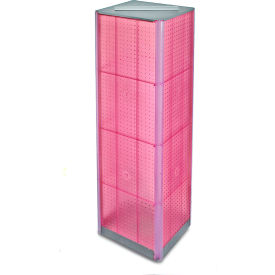 Global Approved 700405-PNK Four-Sided Pegboard Spinning Floor Display 16" x 60" Pink 1 Piece