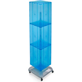 Global Approved 701465-BLU 4-Sided Interlocking Pegboard Floor Display W/ Wheels 14" x 60" Blue