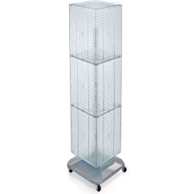 Global Approved 701465-CLR 4-Sided Interlocking Pegboard Floor Display W/ Wheels 14" x 60" Clear