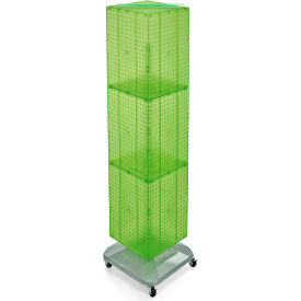 Global Approved 701465-GRE 4-Sided Interlocking Pegboard Floor Display W/ Wheels 14" x 60" Green