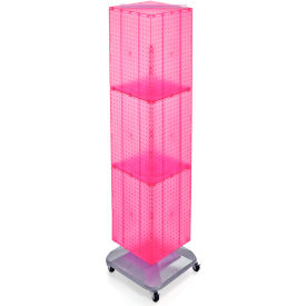 Global Approved 701465-PNK 4-Sided Interlocking Pegboard Floor Display W/ Wheels 14" x 60" Pink