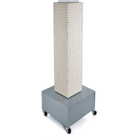 Global Approved 703386-WHT 4-Sided Interlocking Pegboard Display W/ Wheels 8" x 40" White Solid