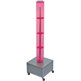 Global Approved 700224-PNK 48" Pegboard Rolling Floor Display 4-Sided Pink Translucent 1 Piece