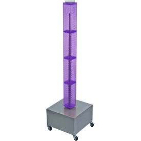 Global Approved 700224-PUR 48" Pegboard Rolling Floor Display 4-Sided Purple Translucent 1 Piece
