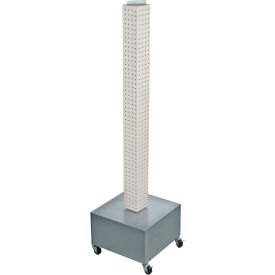 Global Approved 700224-WHT 48" Pegboard Rolling Floor Display 4-Sided White Solid 1 Piece