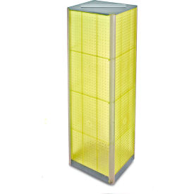 Global Approved 700405-YEL Four-Sided Pegboard Spinning Floor Display 16" x 60" Yellow 1 Piece